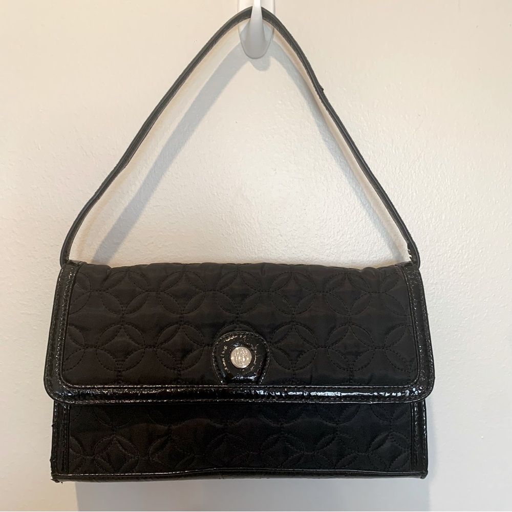 Vera Bradley Black Quilted Women's Shoulder/Clutch Bag with Black Patent Trim